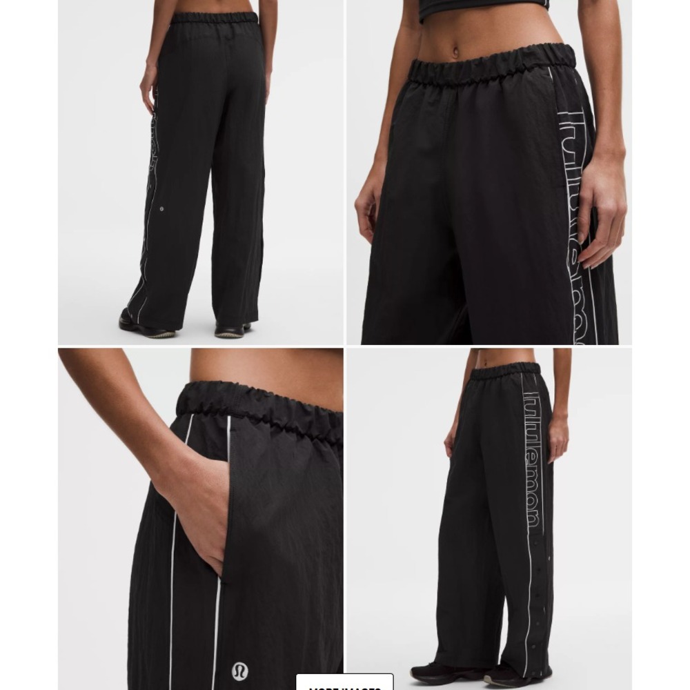 Lululemon Crinkle Nylon Mid Rise Track Pants Womens Medium Tearaway Wide Leg
